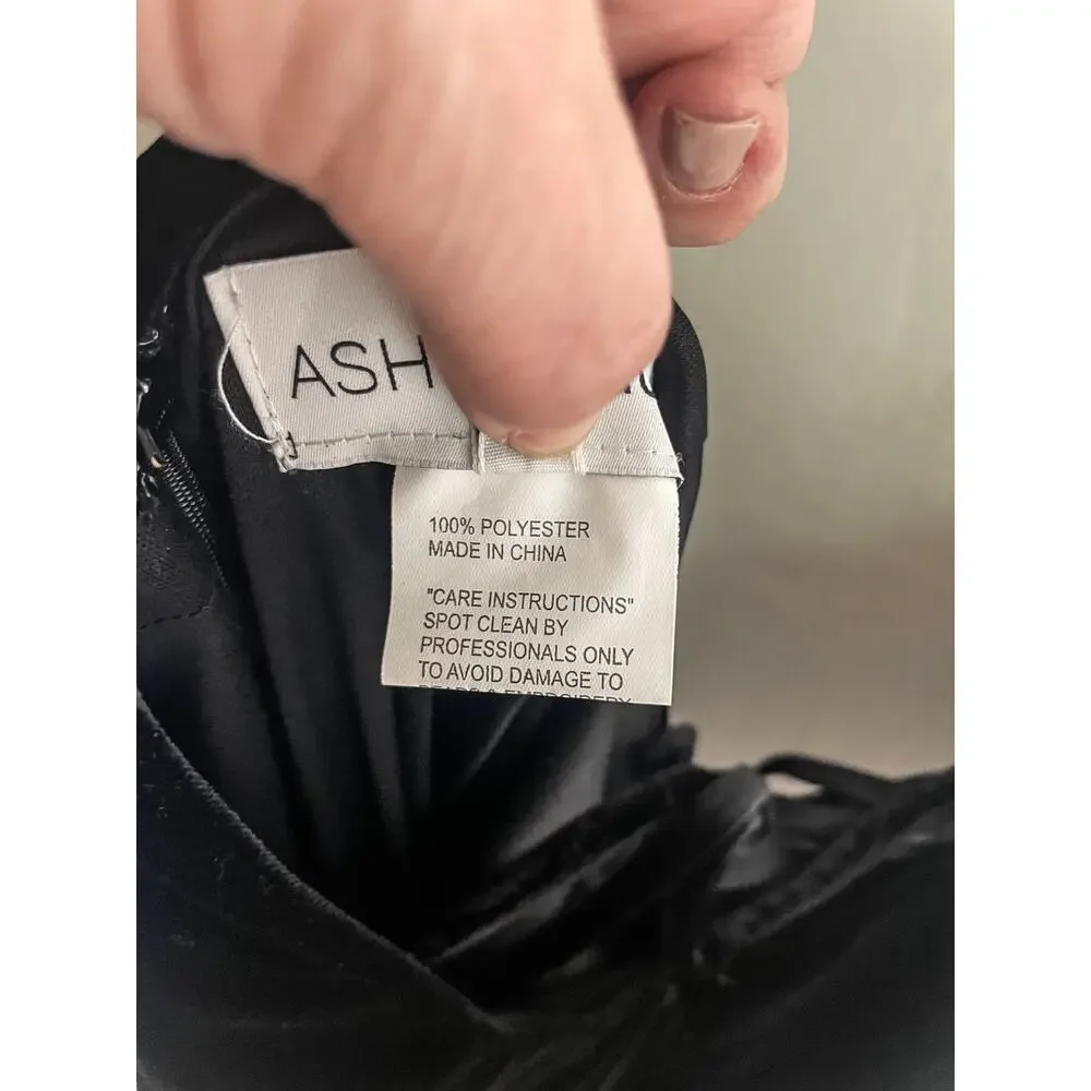 Ashley Lauren Black Style 1962 Velvet Prom Faux Wrap Dress. Size 12. EUC. - Picture 7 of 7